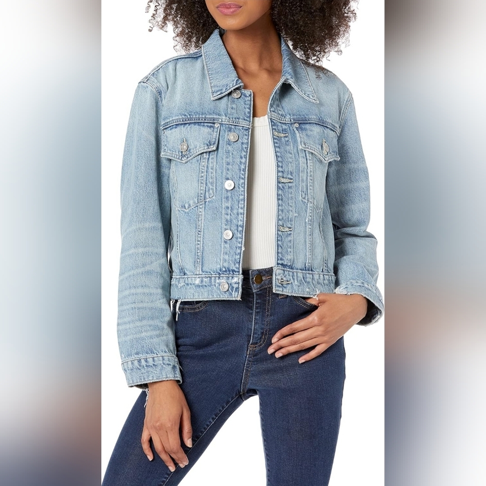 HUDSON Women's Cropped Trucker Jacket Large Icey Vintage